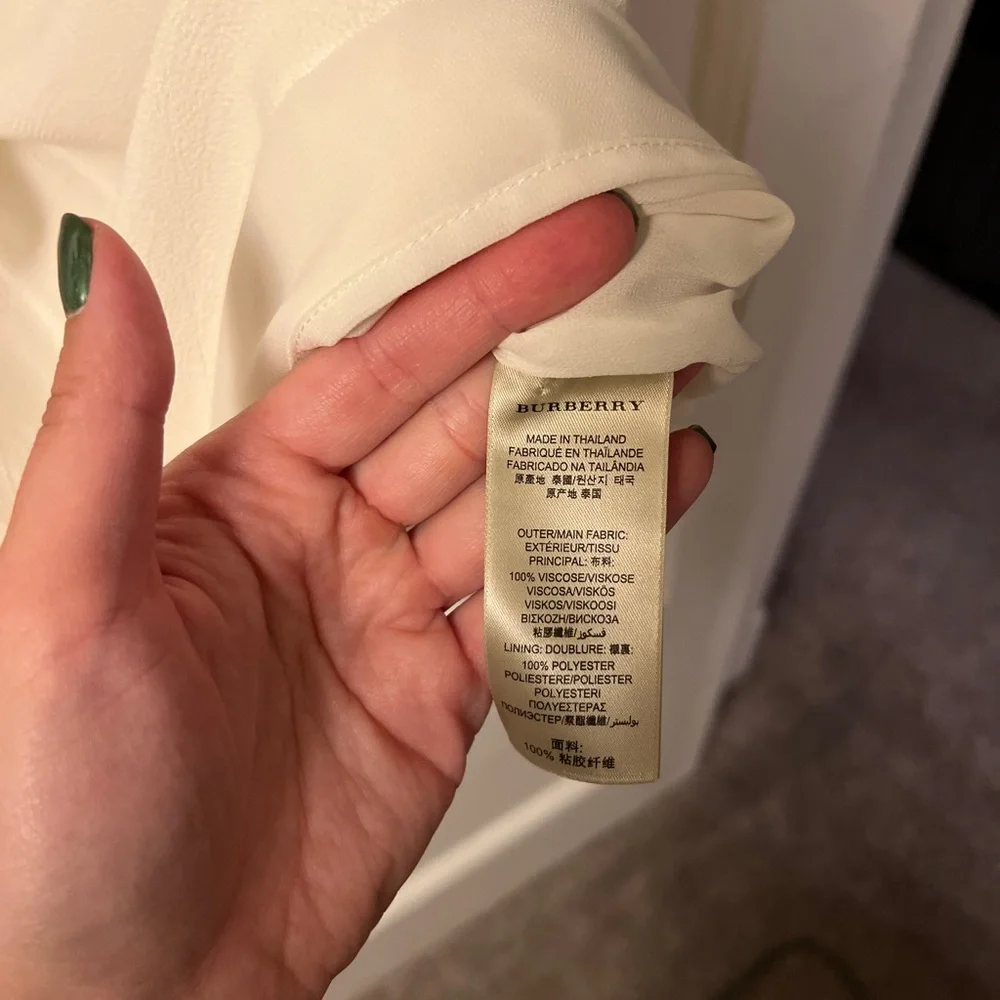 Burberry Cream Sleeveless Pleated Midi Dress
